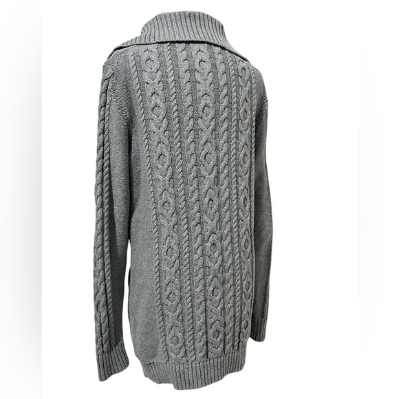 L.L. Bean Gray Chunky Cable Knit Button Up Cardigan Sweater Size S - Picture 4 of 13